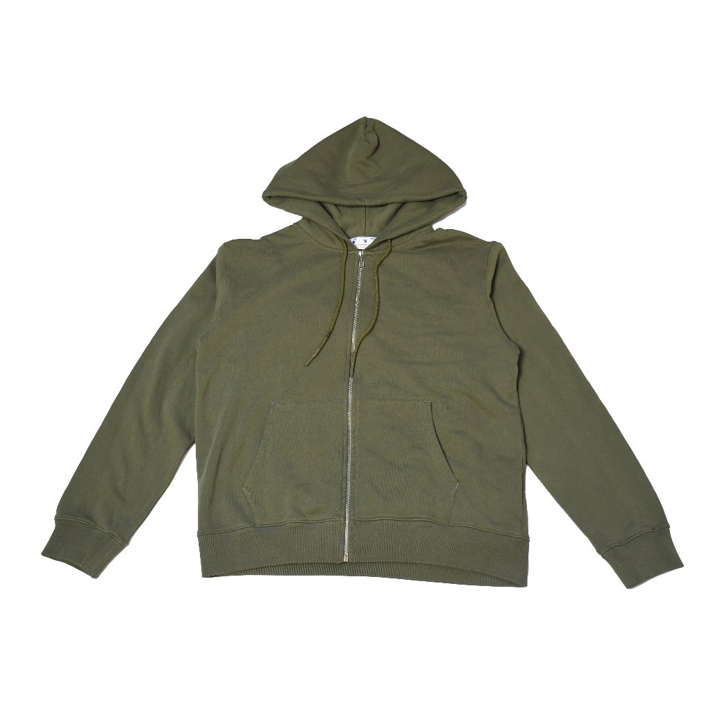 Off-White Diag Tab Slim Fit Zip Hoodie Olive